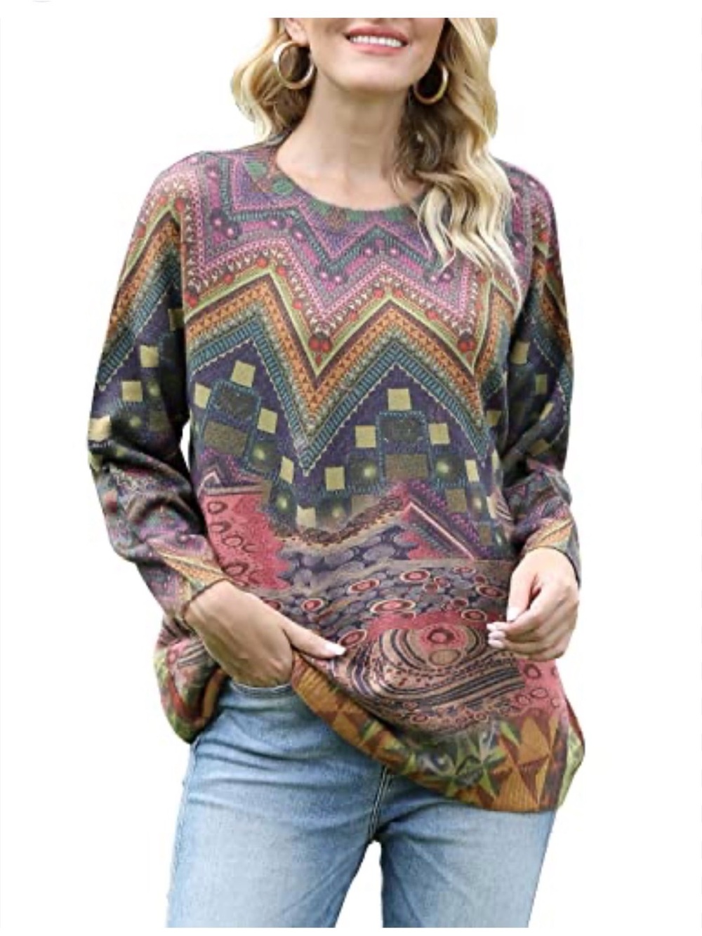 Amazon YESNO Multicolor Patterned Women's Knit Sweater